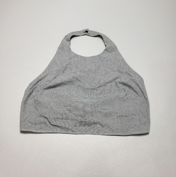 Rag black and white checker halter crop top with tie back women's size large - Picture 1 of 8